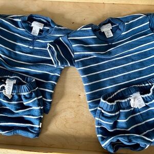 Blue Striped Twin Outfit Set